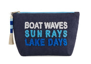 "Boat Waves Sun Rays Lake Days" Zip Pouch, Navy
